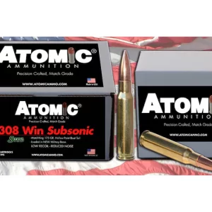 Glock Switch Atomic Ammunition Match Subsonic 308 Winchester Ammo - 175 Grain Sierra MatchKing JHP Box of 100