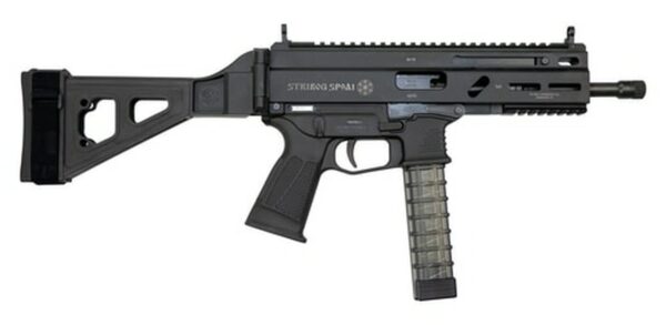 Grand Power Stribog SP9A1 Gen2 9mm, 8" Barrel, Folding SB Tactical Pistol Brace, Black, 3 x 30rd