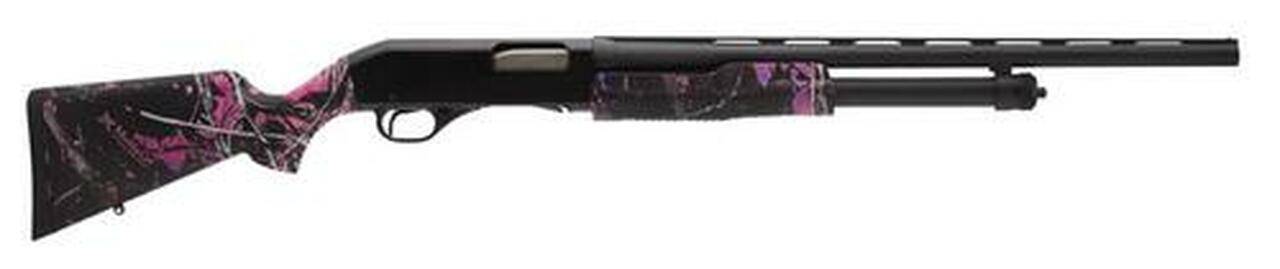 Stevens 320 Muddy Girl Compact, Pump, 20 Ga 3" Chamber, 26" Vent Rib Barrel, Black Color, Muddy Girl Camo Polymer Stock, Right Hand, Modified Choke, 5Rd, Bead Sight