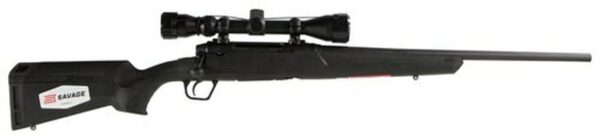 Savage Axis XP Compact, 7MM-08, 20" Barrel, Black Color, Black Polymer Stock, Weaver 3-9x40 Scope, 4Rd, Detachable Box Magazine