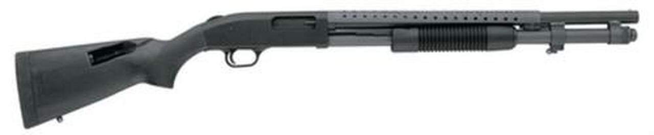 Mossberg 590 Pump 12ga 20" CB 3", Black Synthetic SpeedFeed Stock Black, 8rd