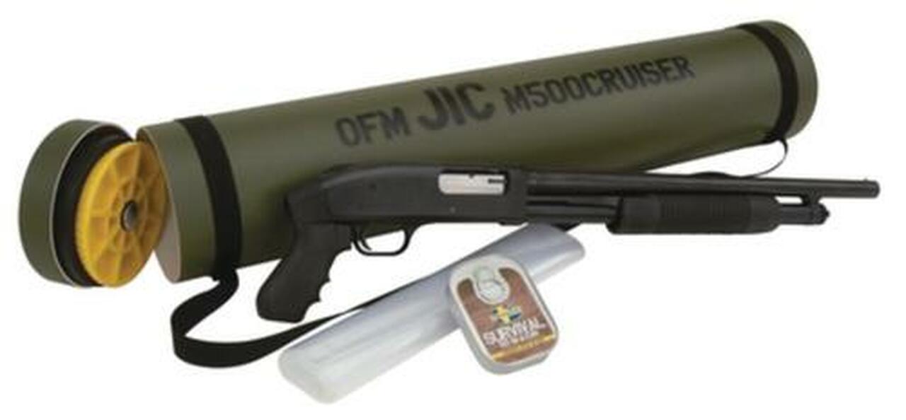 Mossberg Just In Case 500 Shotgun Package, Blue, Green Tube