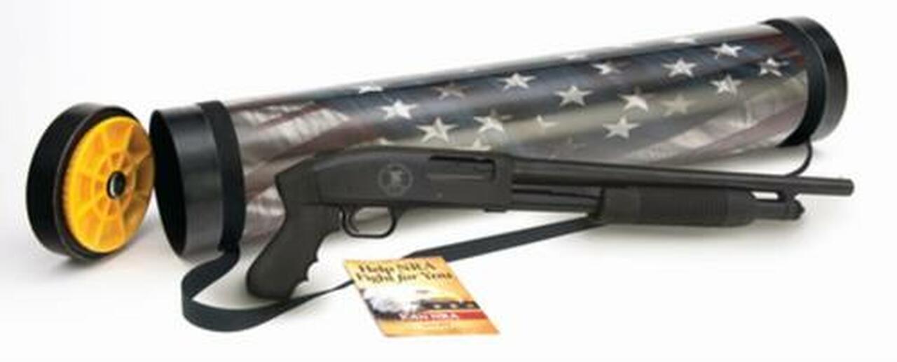 Mossberg Just In Case M500 Patriot 12 Ga 18.5" Barrel 3" Chamber NRA Logo Engraving on Receiver Full Color U.S.Flag/2nd Amendment Graphics on Tube 5rd