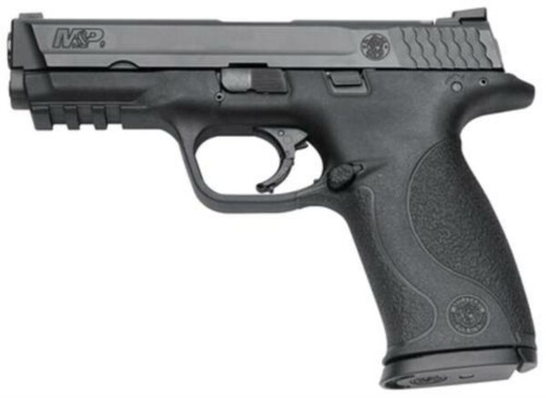 Smith & Wesson M&P Full Size 9mm, 4.25" Barrel, Black Melonite Finish, 10 Pound Trigger White Dot Sights With Mag Safety 10 Round - Ma Compliant