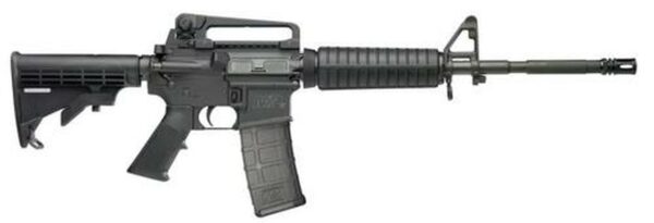 Smith & Wesson, M&P 15, Semi-automatic Rifle, 556NATO, 16" M4 with A2 Birdcage Barrel, Black, Black Collapsible Stock, Adjustable Rear Sight, 30Rd, Additional Side Front Sling Swivel