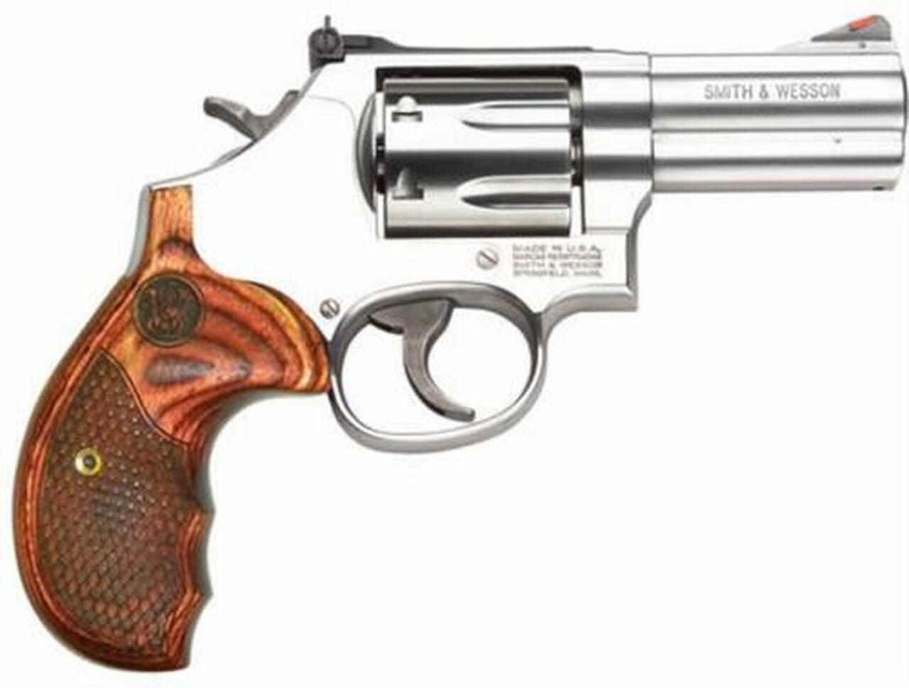 Smith & Wesson 629 44 Mag/.44 Spl, 3" Barrel, Stainless Finish, Wood Grips, 6Rd, Adjustable Sights