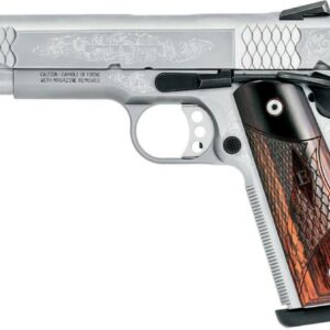 Smith & Wesson 1911 45 ACP 5" Barrel Engraved, Eoof Grips 8rd Mag