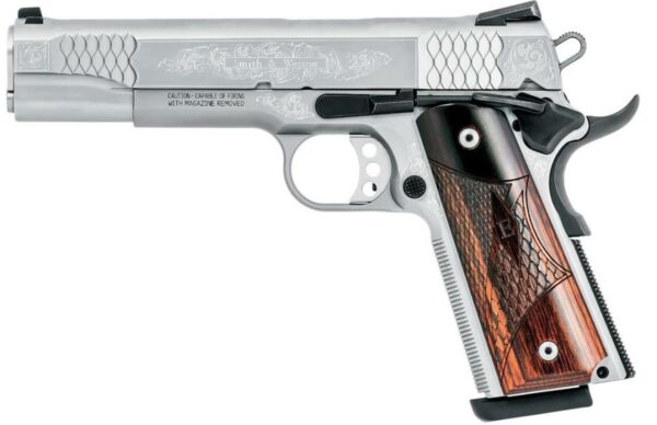 Smith & Wesson 1911 45 ACP 5" Barrel Engraved, Eoof Grips 8rd Mag