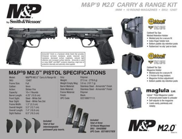Smith & Wesson M&P M2.0 9mm, 4.25", Carry and Range Kit, 3x10rd