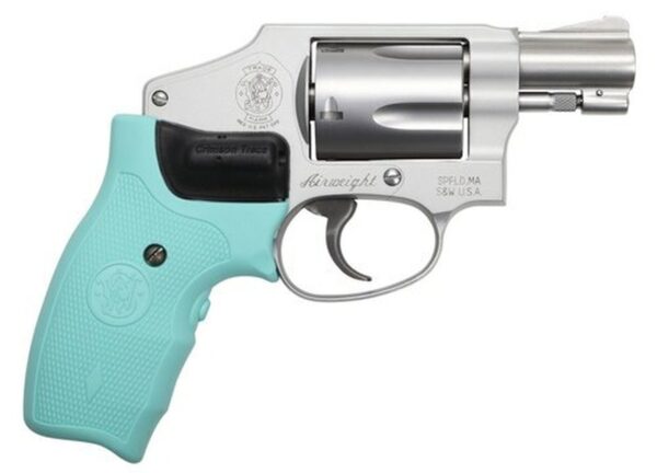 Smith & Wesson 642, .38 Special +P, 1.875", 5rd, Robin Egg Blue Crimson Trace Lasergrip, Stainless Cyclinder
