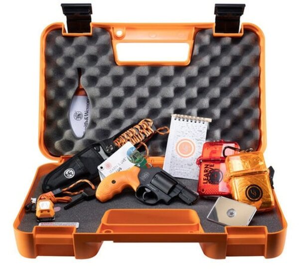 Smith & Wesson 360 Survival Kit, 357 Mag/38 Spl, 1.875" Barrel, 5rd, Safety Orange Grips, Black Frame/Cylinder, Survival Supplies