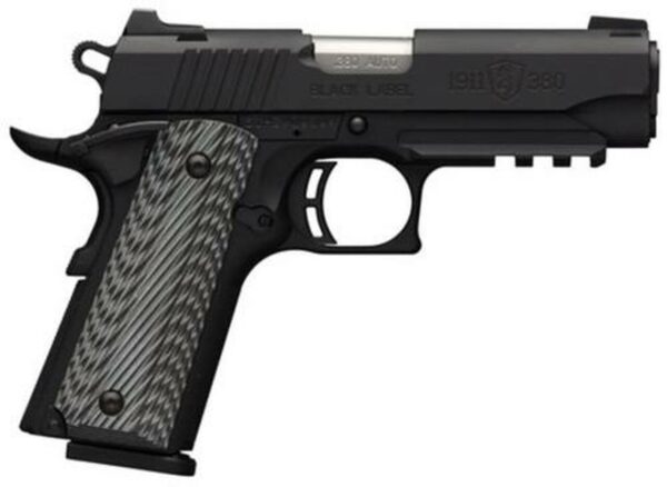 Browning 1911-380 .380 ACP, 3.62", Black/Gray G10 Grip, Black Stainless Steel,, rd , 8 rd