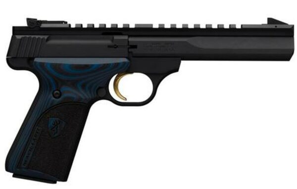 Browning, Buck Mark Black Label, Semi-automatic, 22 LR, 5.5 Barrel", Blued, Aluminum Frame, Black Color, Blue/Black G10 Grips, Thumb Safety, Blade Front/Adjustable Rear Sights, 10Rd, 2 Magazines