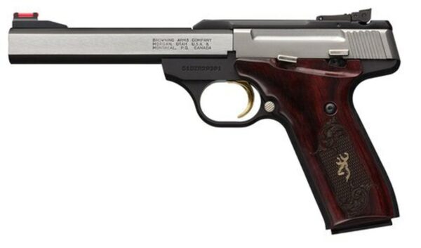 Browning Buck Mark, Medallion Rosewood 22 LR, 9.5" Barrel, Aluminum Frame, Stainless Finish, Rosewood Grip, 10Rd