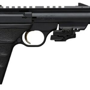 Browning, Buck Mark Black Label, Semi-automatic, 22 LR, 4.4" Barrel, Threaded, Compensator, Aluminum Frame, Black Color, Matte Finish, UFX Grip, Thumb Safety, Blade Front/Adjustable Rear Sights, 10Rd, 2 Magazines, Includes Crimson Trace Laser
