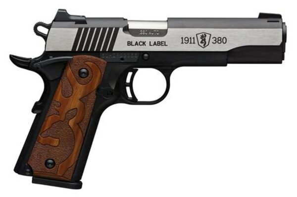 Browning 1911 Black Label Medallion, .380 ACP, 3.625", 8rd, Black Frame, Stainless Slide
