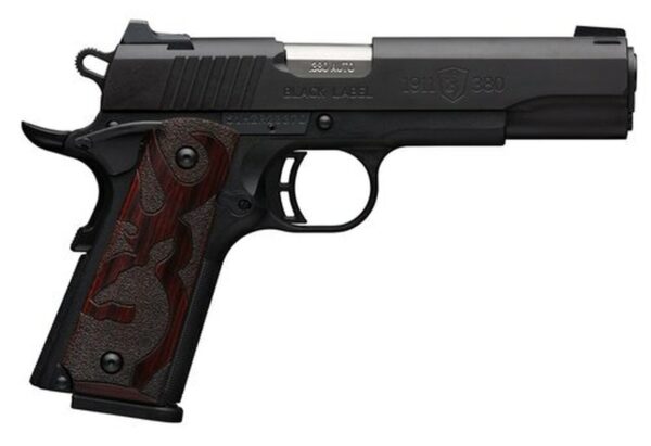 Browning 1911, .380 ACP, 4.25" Barrel, 8rd, Wood Grips, Black
