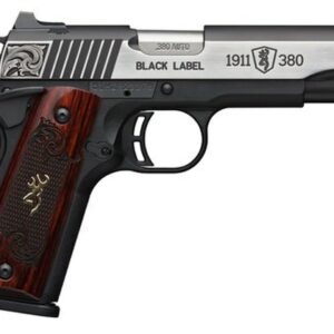 Browning 1911 Black Label Engraved Medium 380 ACP, 3-Dot Sight, 4.25" Barrel