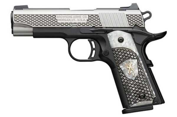 Browning 1911-380 Black Label, .380 ACP, 4.25" Barrel, 8rd, Pearl Grips, Black/Stainless