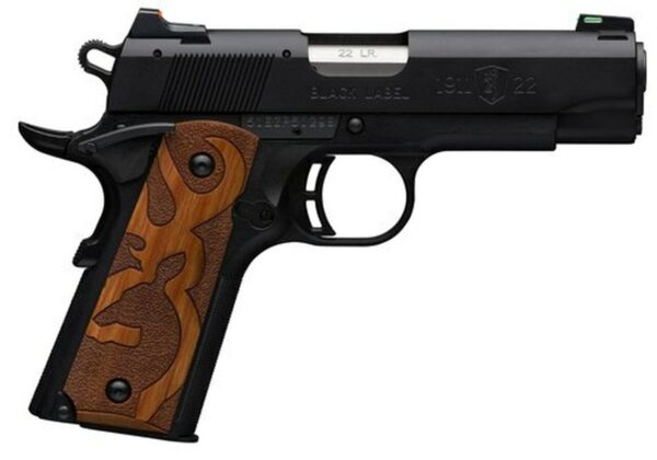 Browning 1911 Black Label, .22 LR, 4.25", 10rd, Brown Stipled Grips, Black