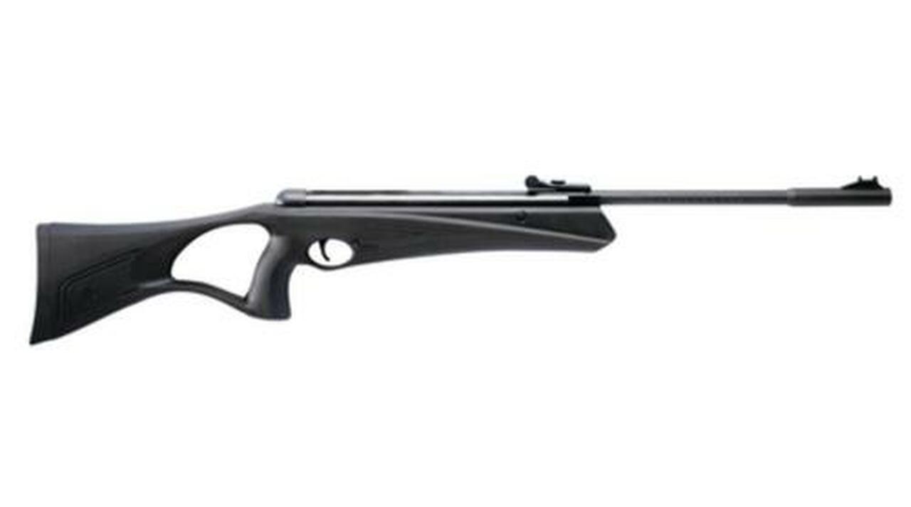 Crosman Raven Rifle Ambid. .177 Cali, Overmolded Rifled Steel Barrel, Adjustable Fiber Optic Sights, Synthetic Stock