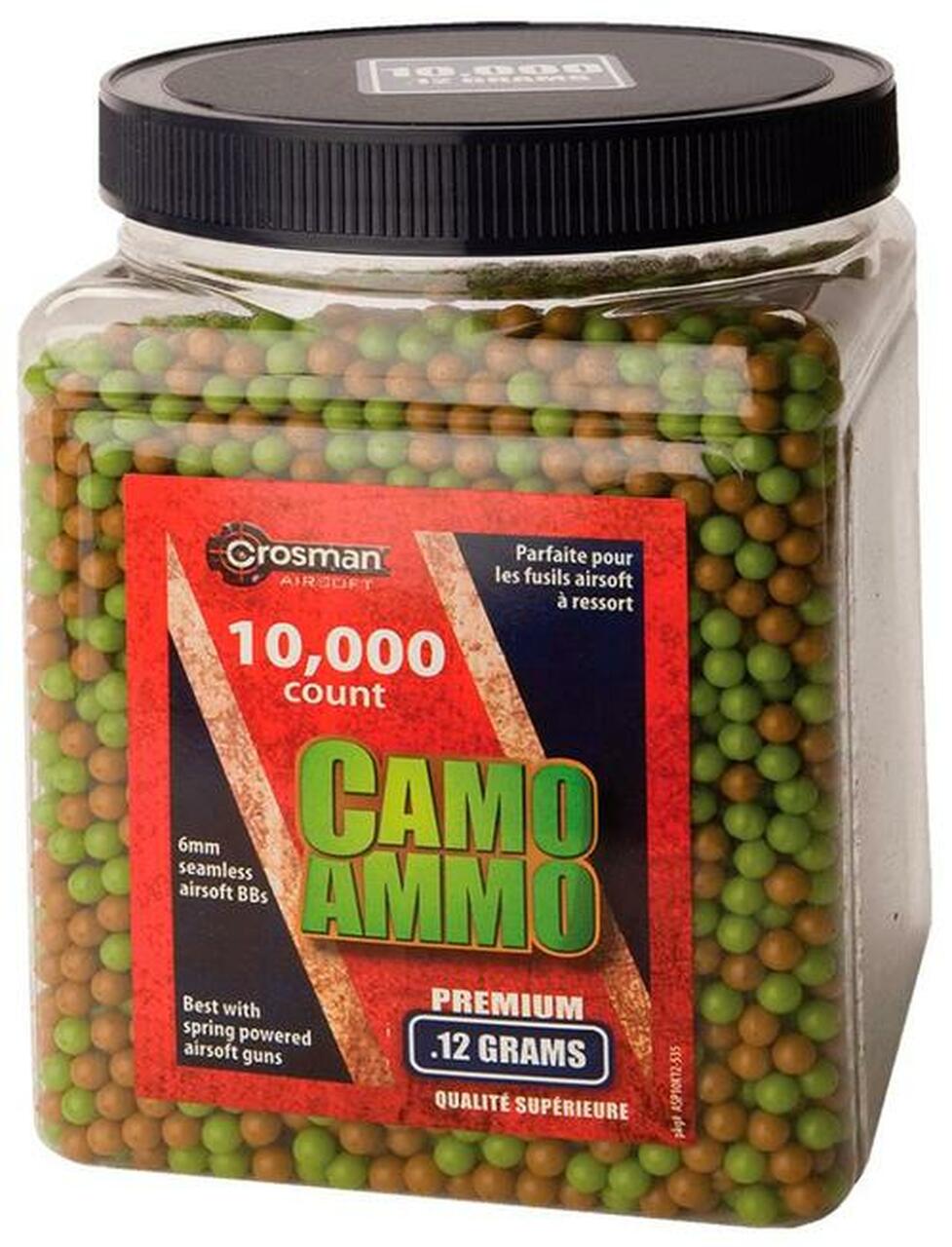 Crosman Camo Ammo BBs .12gr, 6mm Plastic Airsoft 10000ct