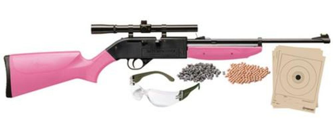 Crosman Air Guns Model 760 Pumpmaster Kit .177 Caliber Pink Stock and Forend with 4x15mm Scope