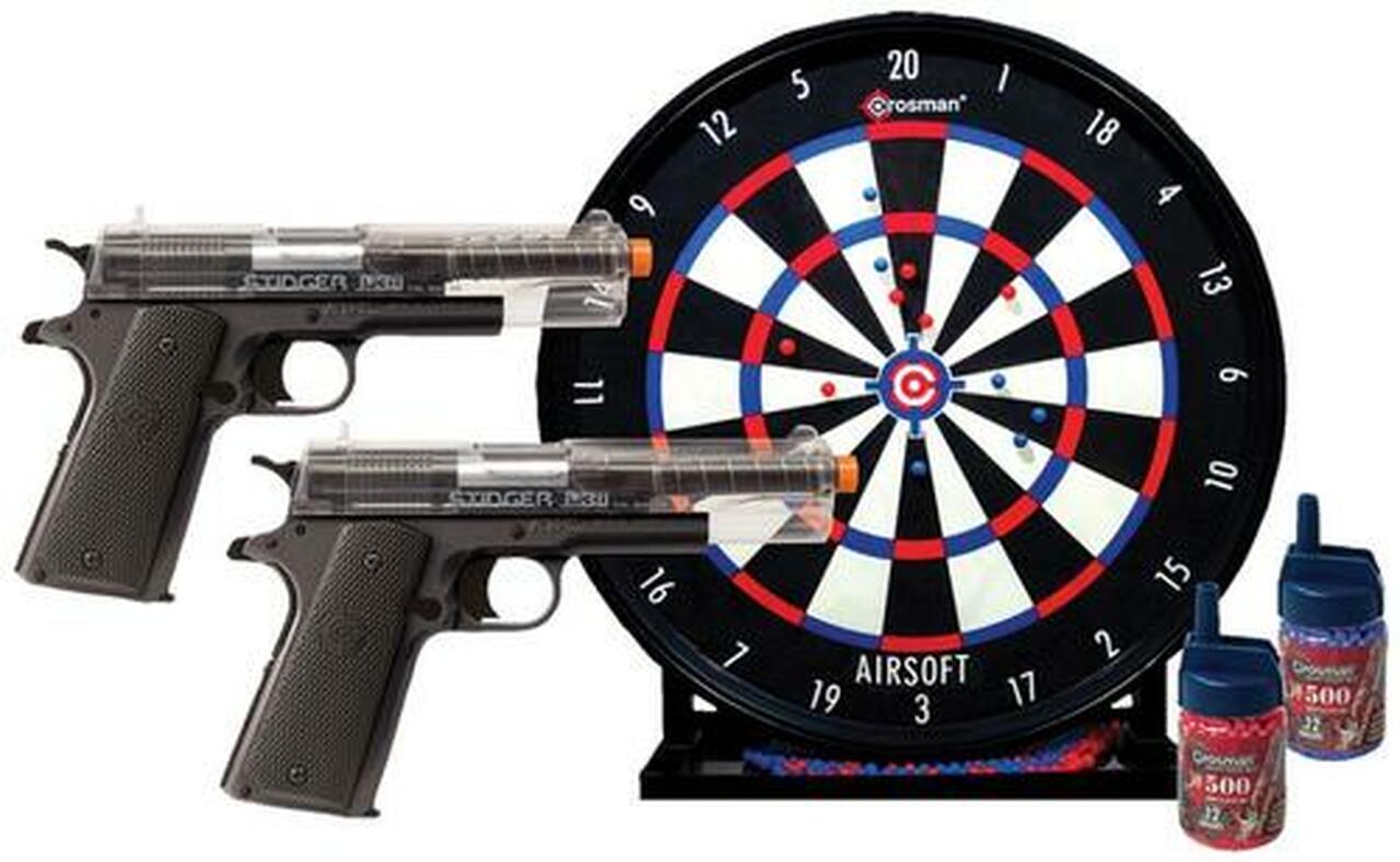 Crosman Stinger Challenge Kit 2 Pistol, Trgt 500 Rd+500 Blu BBs