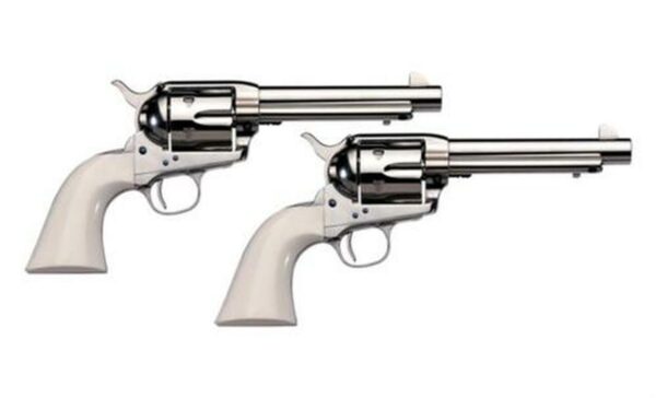 Uberti 1873 Cattleman Cody NM, .45 Colt, 5.5", Nickel/Ivory Grip, Matching Set (1 of 2 Pistols) - Sold with 037084980409