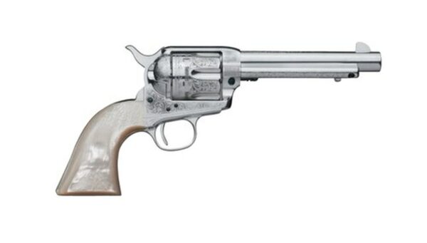 Uberti 1873 Cattleman Cody, . 45 Colt, 7.5", 6rd, Ivory Grips, Full Nickel-Plate