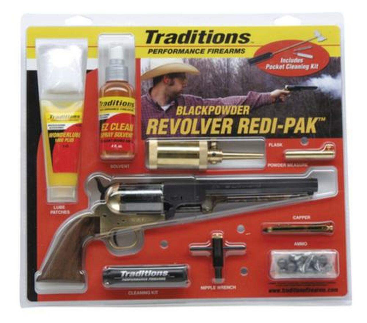 Traditions 1851 Navy Revolver 44BP 7.38" Hammer/Blade Walnut Grip Blue
