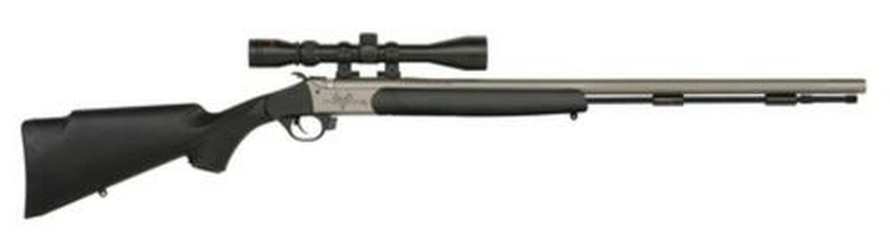 Traditions Black Powder Pursuit G4 Ultralight .50 Caliber 26" Tapered Lightweight Fluted Barrel 3-9x40mm Duplex Scope Black Stock