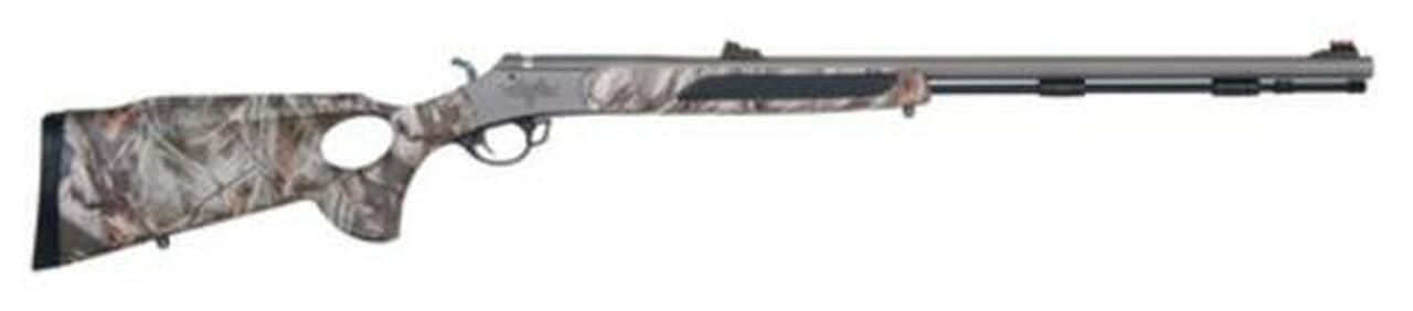 Traditions Black Powder Vortek Ultralight .50 Caliber 28" Barrel CeraKote Finish Williams Metal Fiber Optic Sights Reaper Buck Camo Hogue Overmold Soft Touch Thumbhole Stock