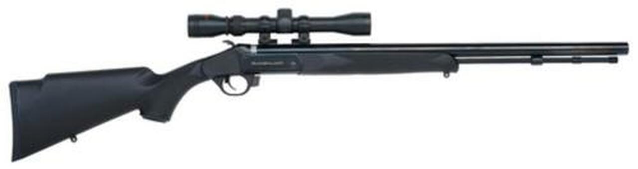 Traditions Black Powder Buckstalker Accelerator Break-Open Muzzleloader .50 Caliber 24" Barrel Blue Finish 3-9x40mm Duplex Scope Black Stock