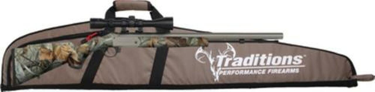 Traditions Black Powder Buckstalker Scoped Gun/Case Package .50 Caliber 24" Barrel CeraKote Finish 3-9x40mm Duplex Scope G-2 Vista Synthetic Stock