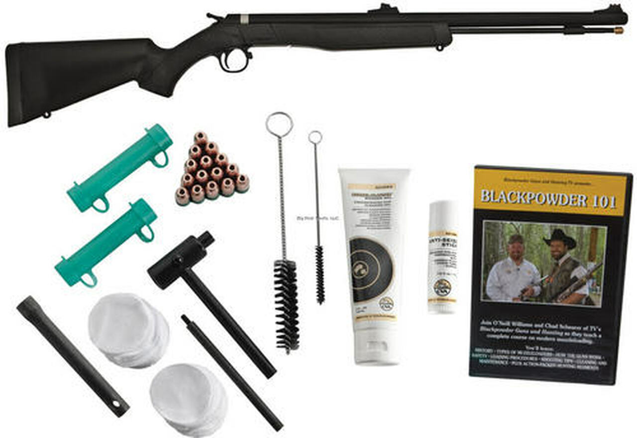 CVA Wolf 209 Muzzleloader .50 Caliber 24 Inch Blued Barrel Black Composite Stock With Many Accessories