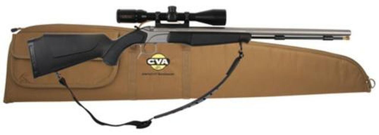 CVA Accura MR .50 Caliber 25" Fluted Stainless Steel Barrel KonusPro 3-9x40mm Scope Mounted With One Piece DuraSight Dead-On Mount CVA Padded Soft Case