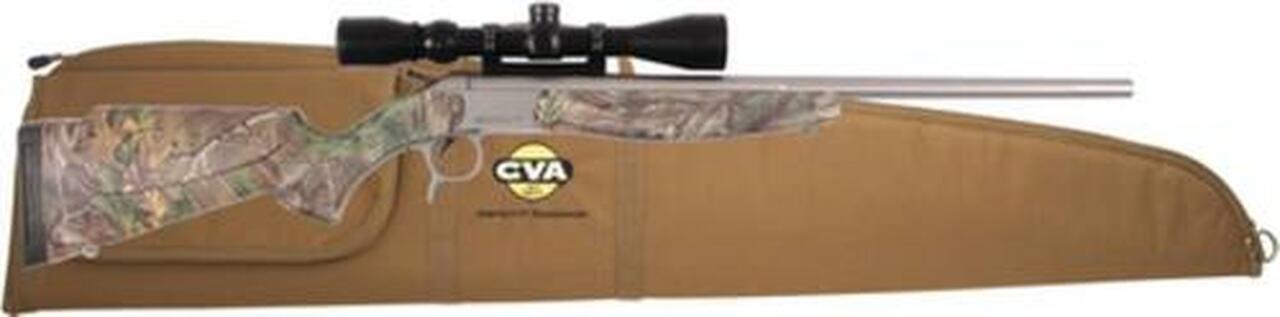 CVA Scout V2 Single Shot Package .44 Magnum 22" Stainless Steel Barrel Synthetic Stock Realtree Xtra Green Camouflage With KonusPro 3-9x40mm Riflescope and Case