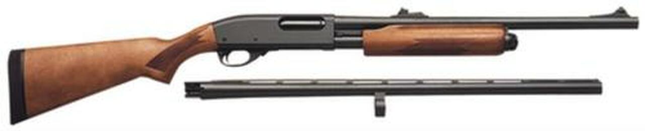 Remington 870 Express Combo, Pump, 12 Ga, 3" Chamber, 20" & 26" Barrels, Includes Fully Rifled Deer Barrel with Rifle Sights, Black, Wood Stock, 4Rd