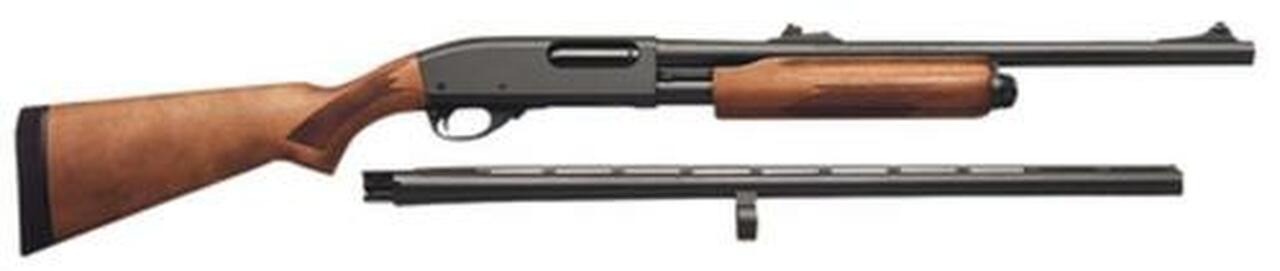 Remington 870 Express Combo, Pump, 20 Ga, 3" Chamber, 20" & 26" Barrels, Black, Wood Stock, 4Rd