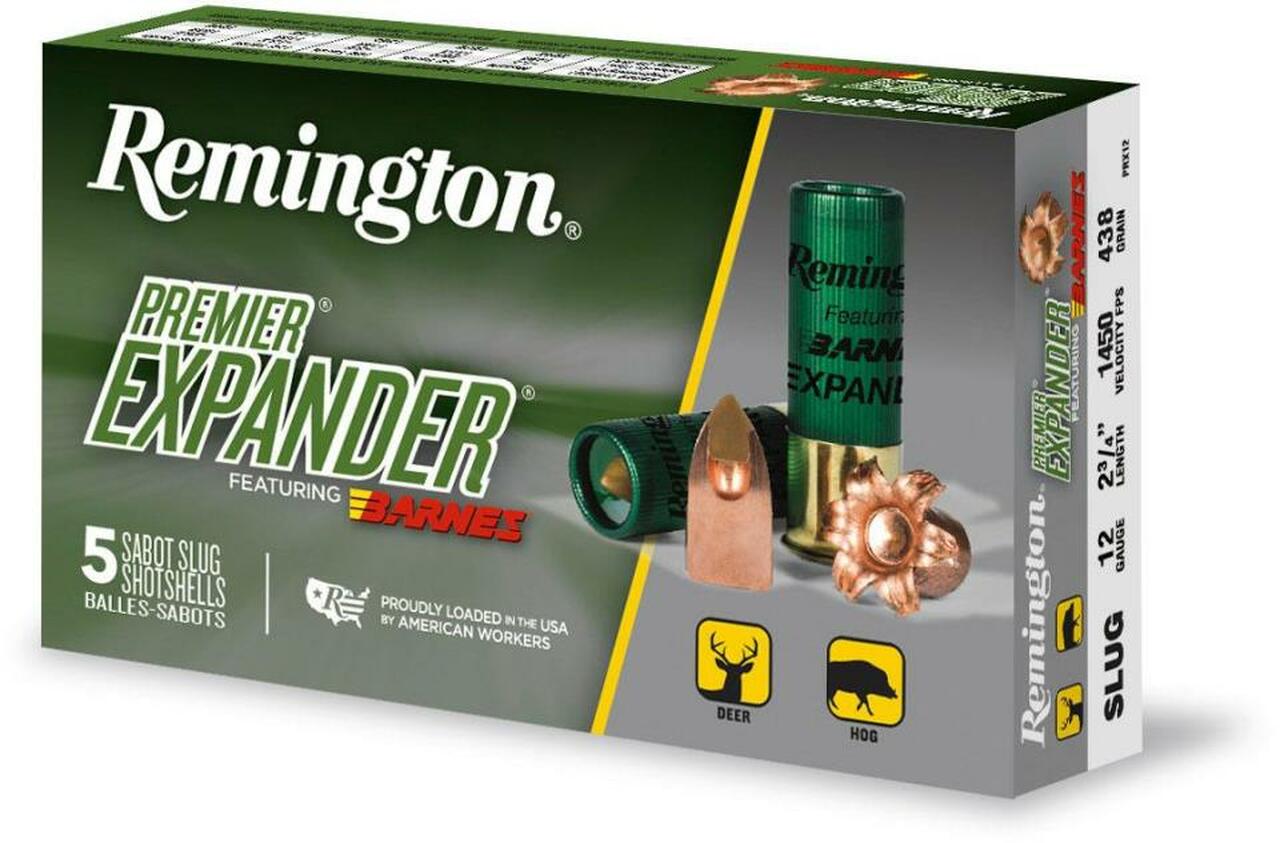 Remington Premiere Expander Slug PRX12, 12 Ga, 2.75", 1450 fps, 437 Gr, 5rd Box