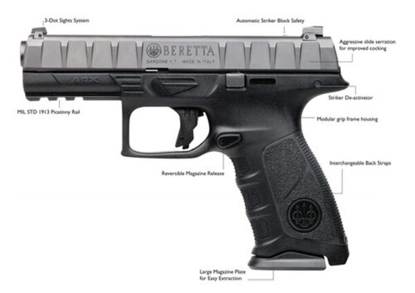 Beretta APX, Striker-Fired .40 S&W, 4.25" Barrel,, , Black, 15 rd