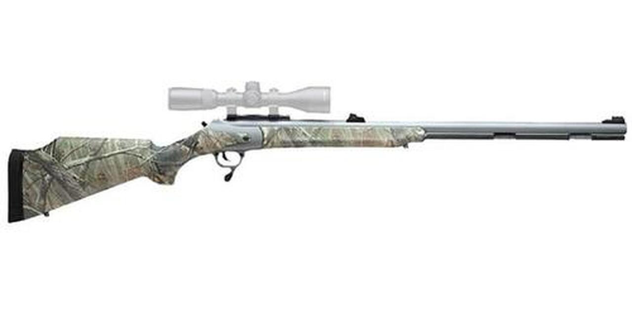 Thompson Center Bone Collector Muzzleloader .50 Caliber 28" Fluted Barrel Silver Weather Shield Finish Composite Stock RealTree AP Camouflage Finish