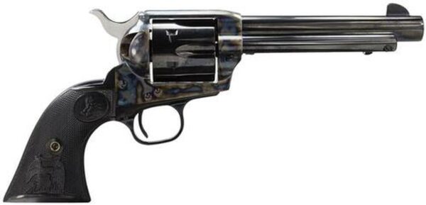 Colt Single Action Army .45 Colt, 5.5" Barrel, Case Hardened, Blue Finish, Black Grips, 6rd