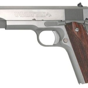 Colt Series 70 Govt 1911 45 ACP 5" Barrel, Double Diamond Rosewood Grip Brushed SS, 7rd