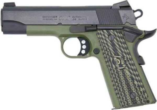 Colt1911 Lightweight Commander .38 Super, 4.25" Barrel, Green Frame/Blued Slide 8rd Mag