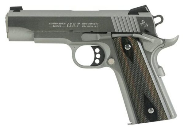 Colt Combat Commander, 45 ACP, 4.25" Barrel, 8rd, G10 Black Cherry Grips, Stainless Steel