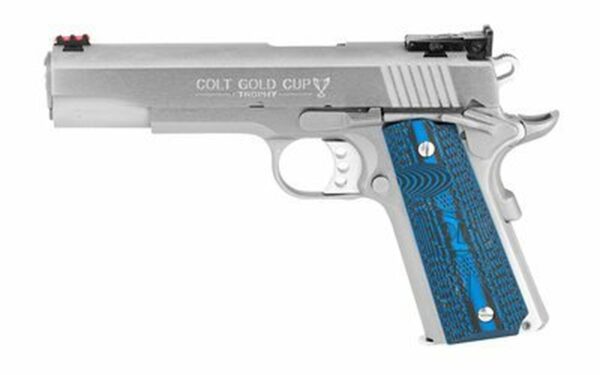 Colt Gold Cup Lite 1911 45 ACP, 5" Barrel, SS Brushed Finish, G10 Grips, 8Rd, Fiber Optic Front Sight