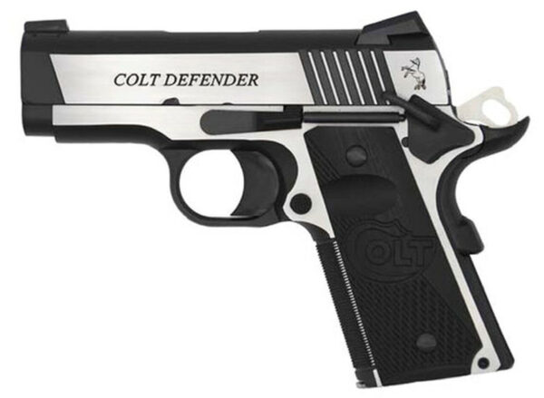 Colt Combat Elite Defender 1911, Compact, 9MM, 3" Barrel, SS Two-Tone Finish, G10 Grips, 8rd Mag, Novak Night Sights