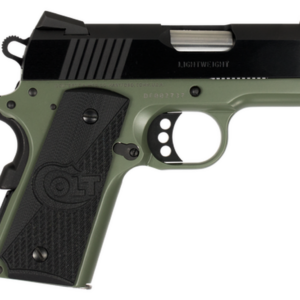 Colt 1911 Defender 45 ACP 3" Barrel, Black Cherry G10 Grip Green Aluminum Alloy Frame 7rd Mag